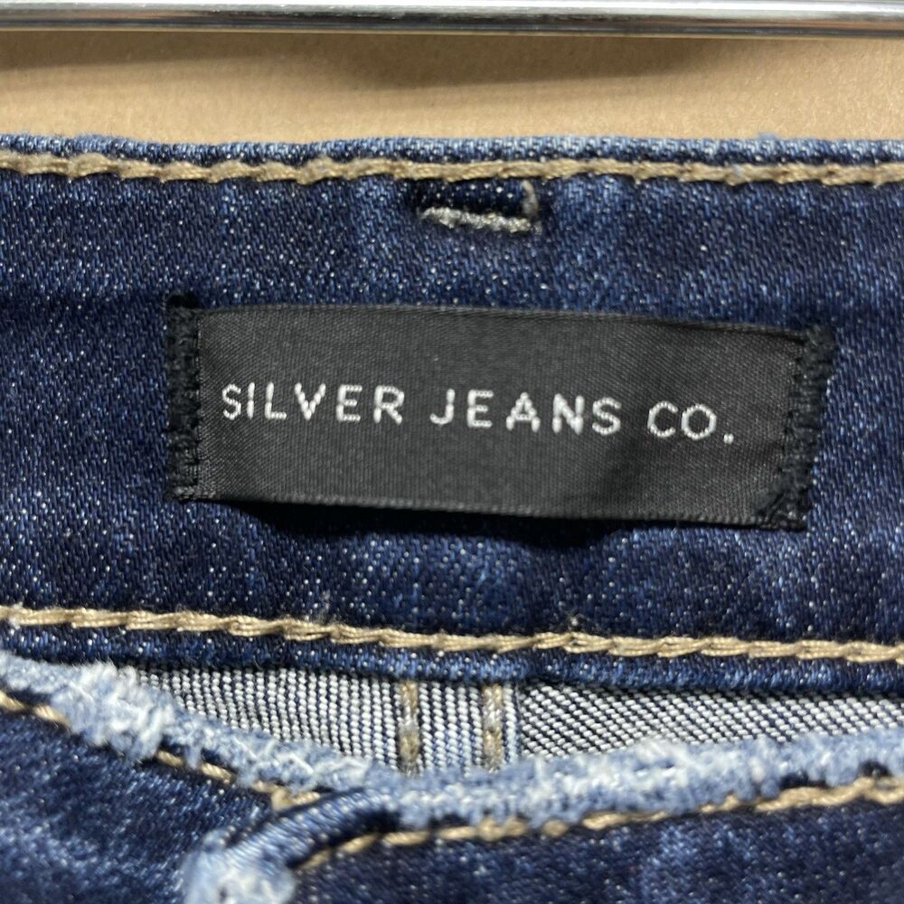 Silver Jeans Boyfriend Women's Size 28 Embroidered Stretch Blue Denim Jeans - Picture 8 of 9